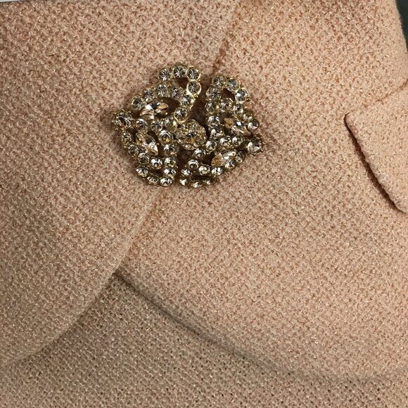 BEAUTIFUL St John evening knit light orange rhinestones jacket skirt suit 10 12 - Picture 7 of 11